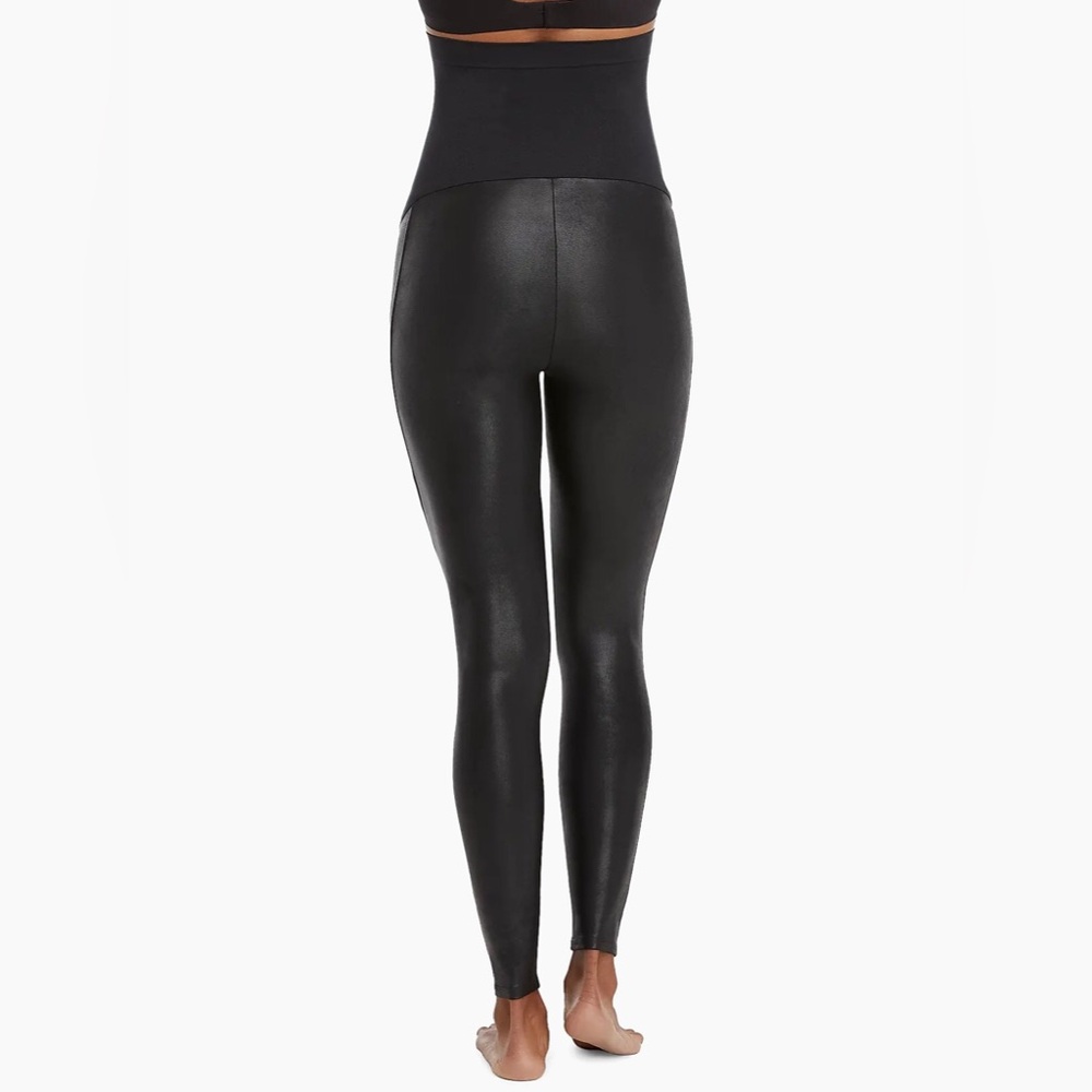 NWT SPANX Mama Faux Leather Leggings in Very Black Maternity Leggings XS - Picture 5 of 7